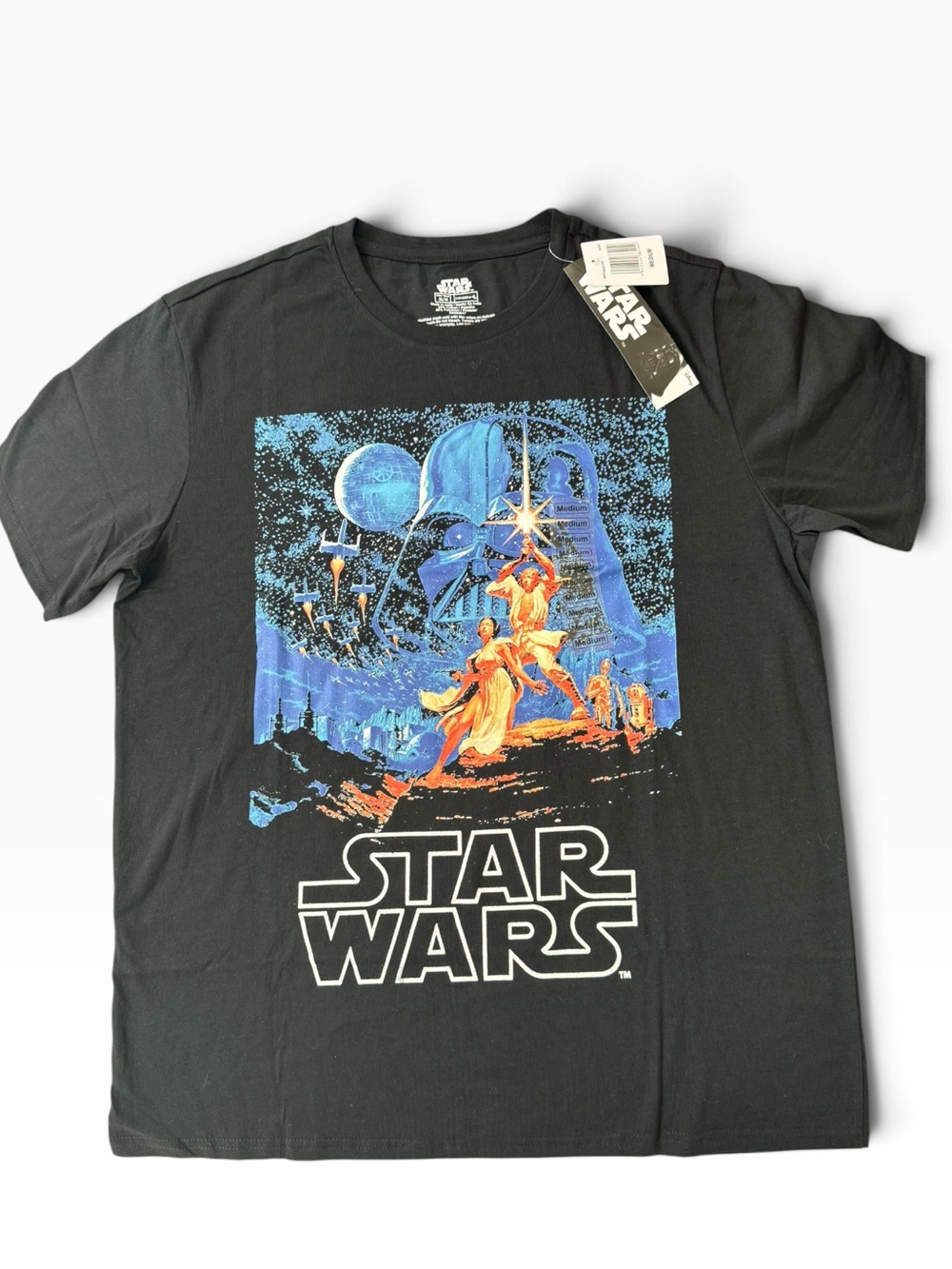 Star Wars A New Hope Classic Poster Graphic T-Shirt Black Unisex Size M NWOT